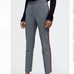 Zara Basic Side Stripe Mid Rise Straight Leg Trousers Pants M